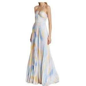 Satin Charmeuse Pleated Gown Maxi Dress